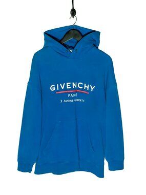 Givenchy Blue Address Logo Print Hoodie